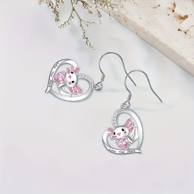 Cute Heart Shape Necklace For Unisex Featuring Alloy Pendant Material And Sparkling Rhinestones Inlay