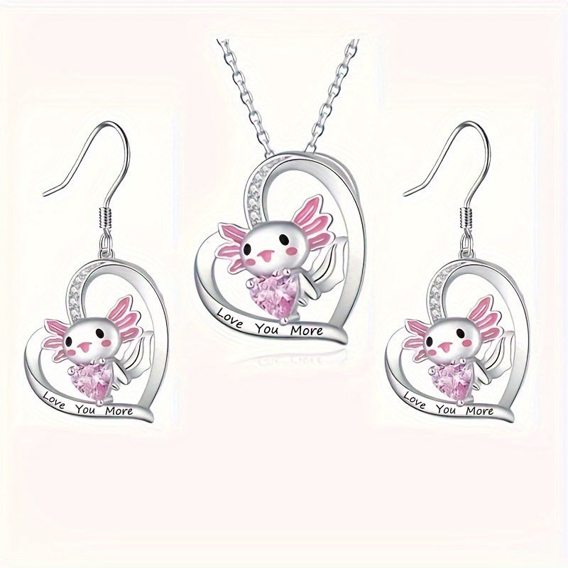 Cute Heart Shape Necklace For Unisex Featuring Alloy Pendant Material And Sparkling Rhinestones Inlay