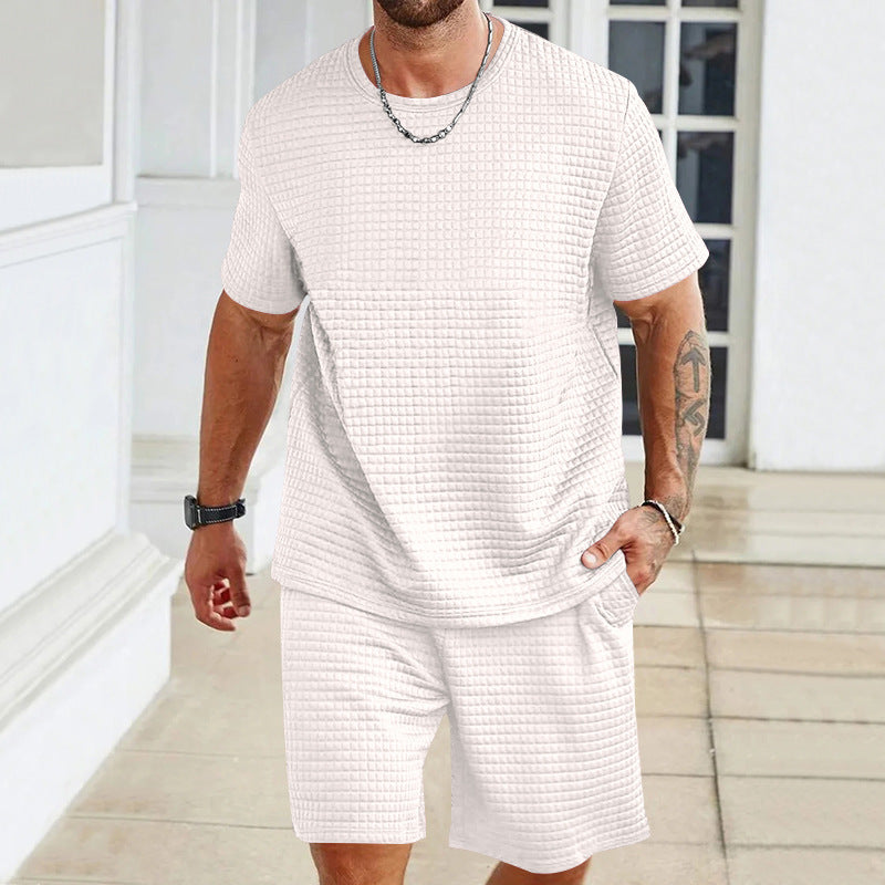 Men's Casual Solid White Polyester Shorts Co-ord Set For Sport