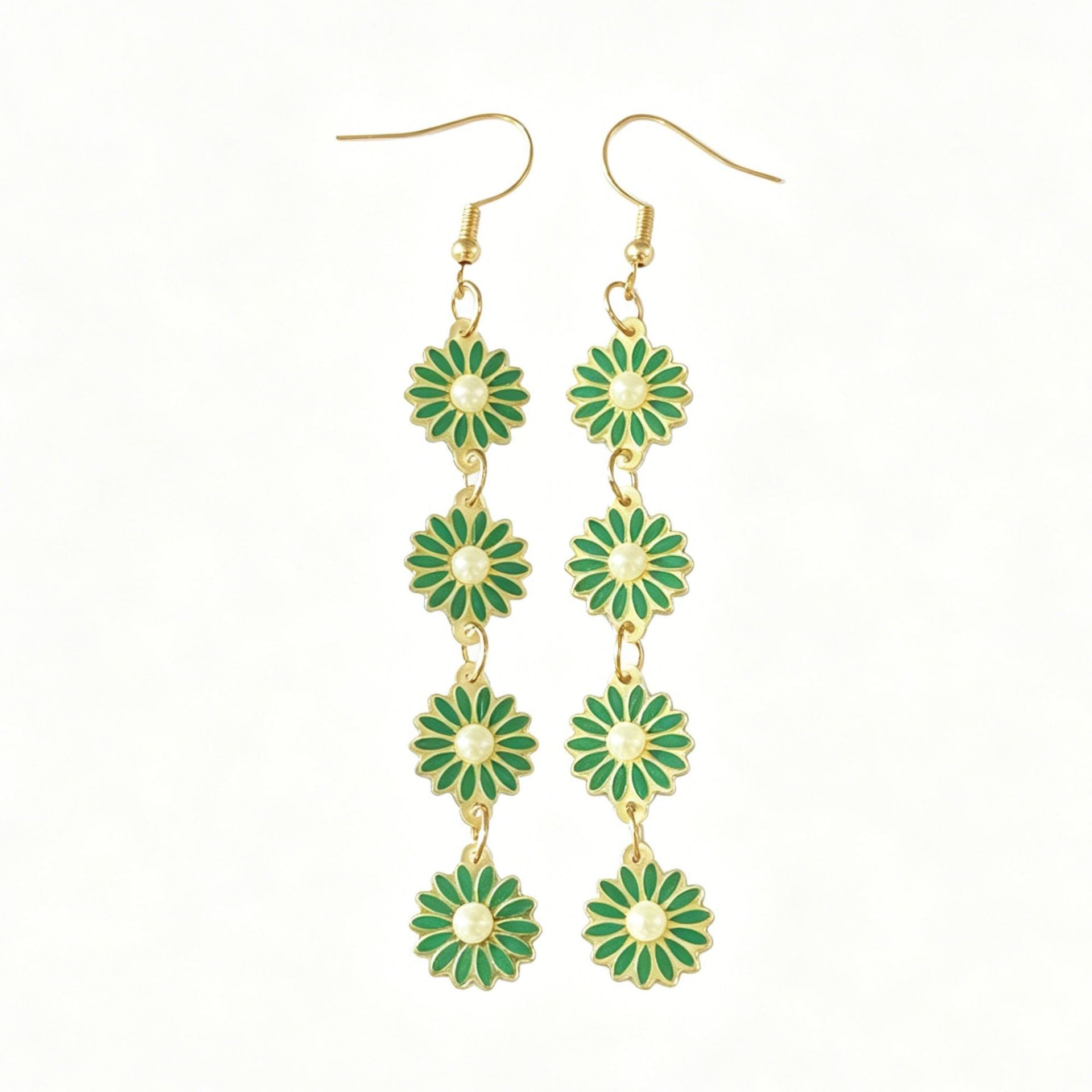 Bohemian Daisy Earrings For Women In White Acrylic With Iron Ear Pins
