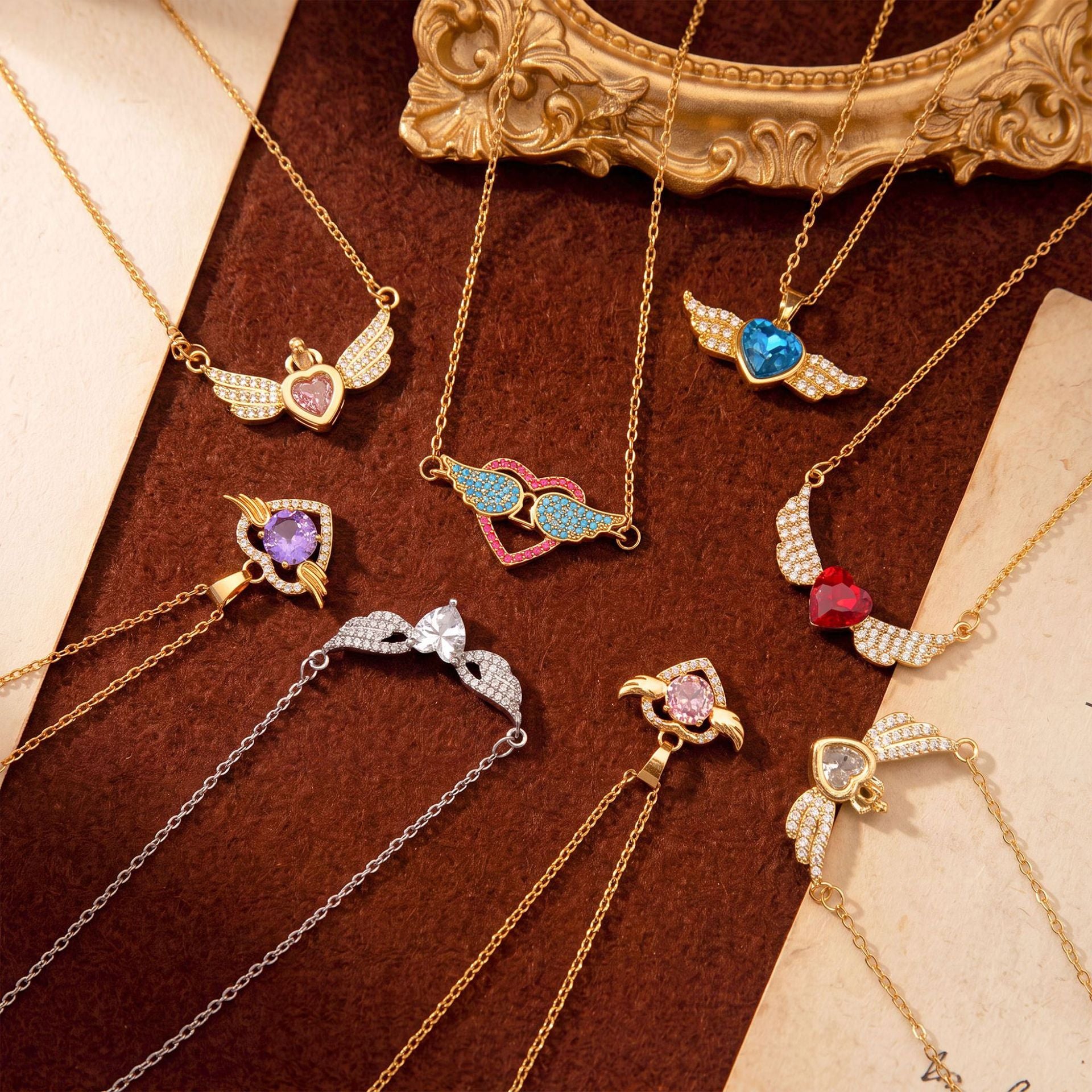 Sweet Heart Shape Necklace For Unisex Featuring Waterproof Non Tarnish Real Gold Plated With Zircon Inlay And Cable Chain