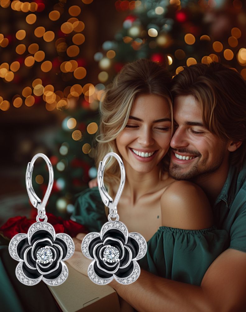 Luxurious Flowers Drop Earrings For Women In Silver Copper With Rhinestone Inlay