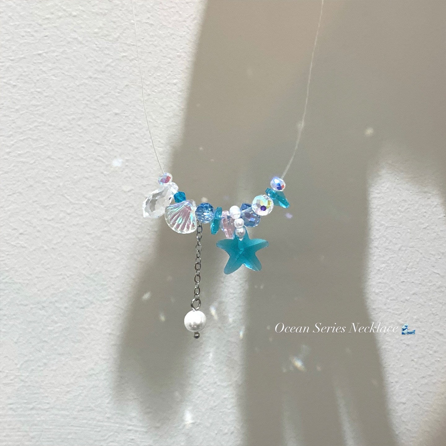 Blue Starfish Necklace For Women In Copper With Electroplated Finish Featuring Zircon Inlay