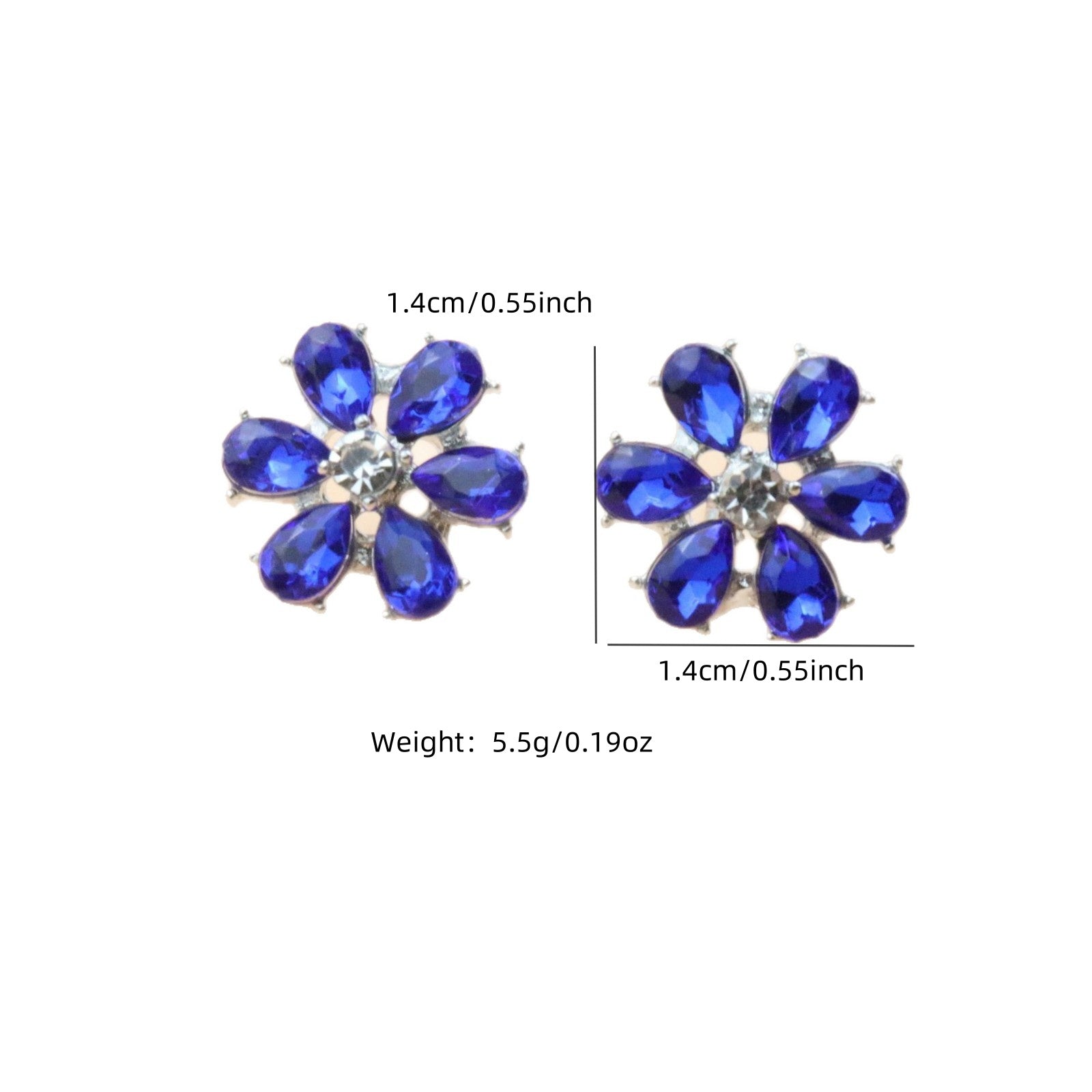 Elegant Flowers Stud Earrings For Women In White K Plated Zinc Alloy With Rhinestone Inlay