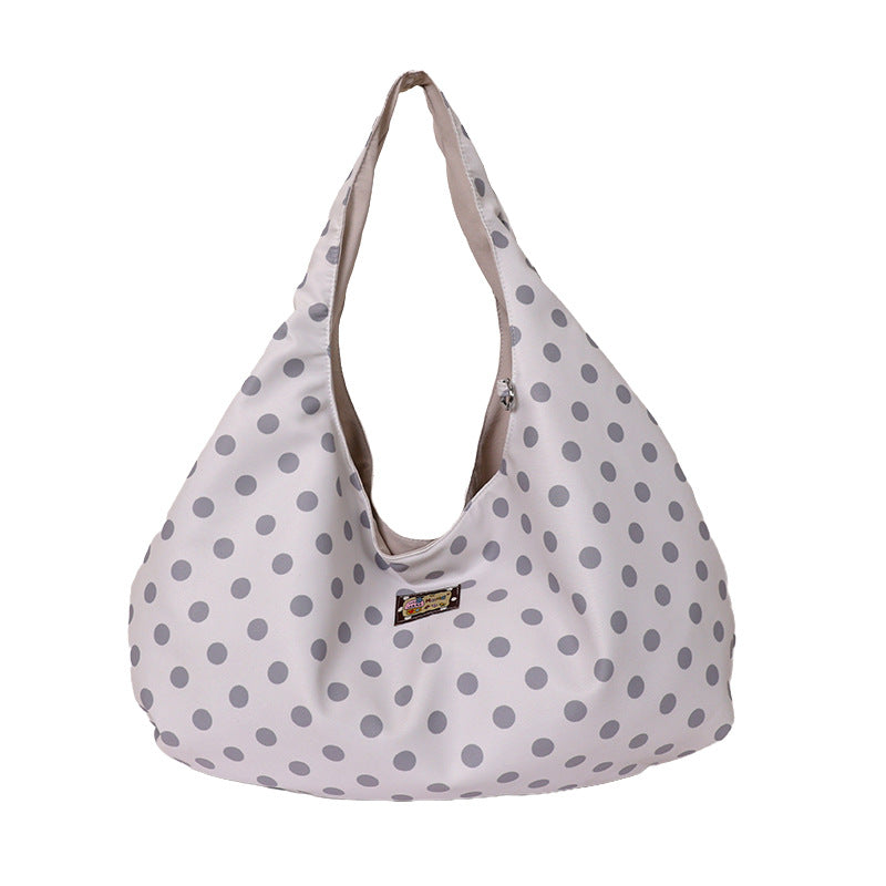 Folds Dumpling Shape Nylon Shoulder Bag With Sewing Thread Detail, Featuring Large Capacity And Single Shoulder Strap