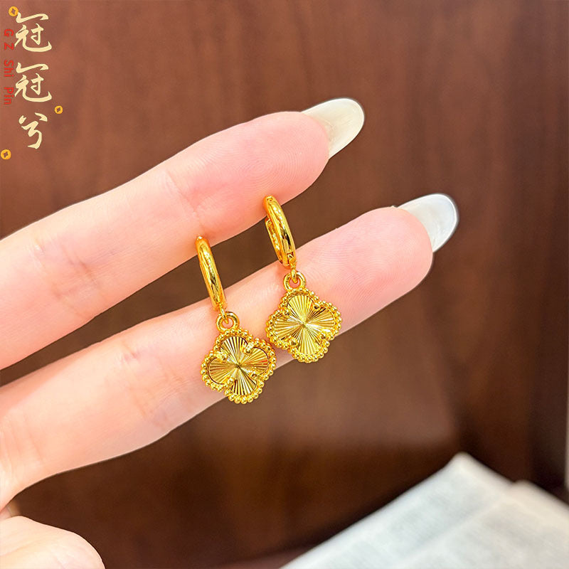 Lucky Heart Earrings For Women In Gold Featuring Copper Ear Pins With Simple Style Design
