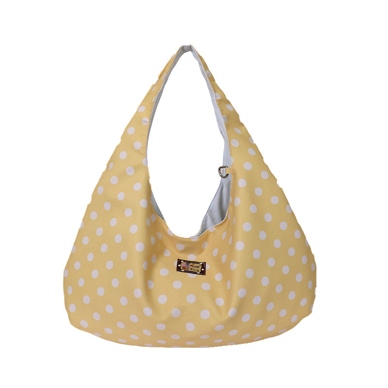Folds Dumpling Shape Nylon Shoulder Bag With Sewing Thread Detail, Featuring Large Capacity And Single Shoulder Strap