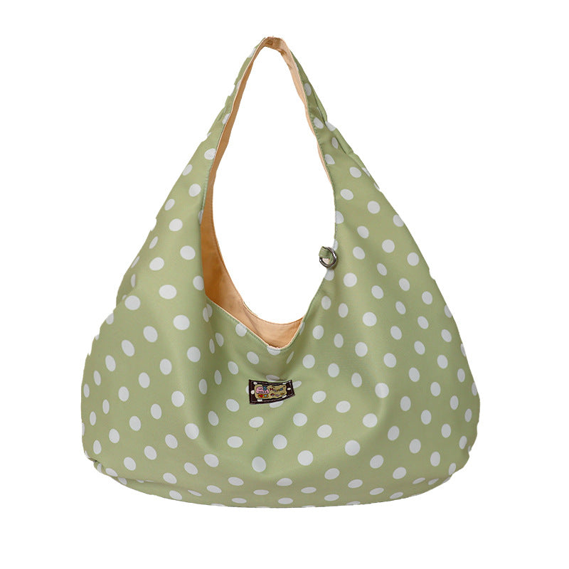 Folds Dumpling Shape Nylon Shoulder Bag With Sewing Thread Detail, Featuring Large Capacity And Single Shoulder Strap