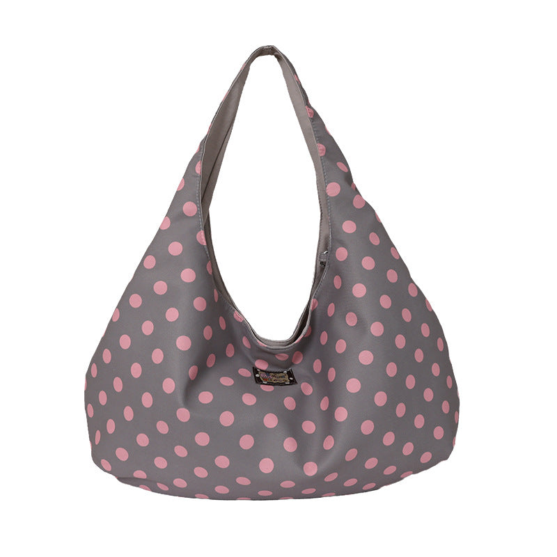 Folds Dumpling Shape Nylon Shoulder Bag With Sewing Thread Detail, Featuring Large Capacity And Single Shoulder Strap
