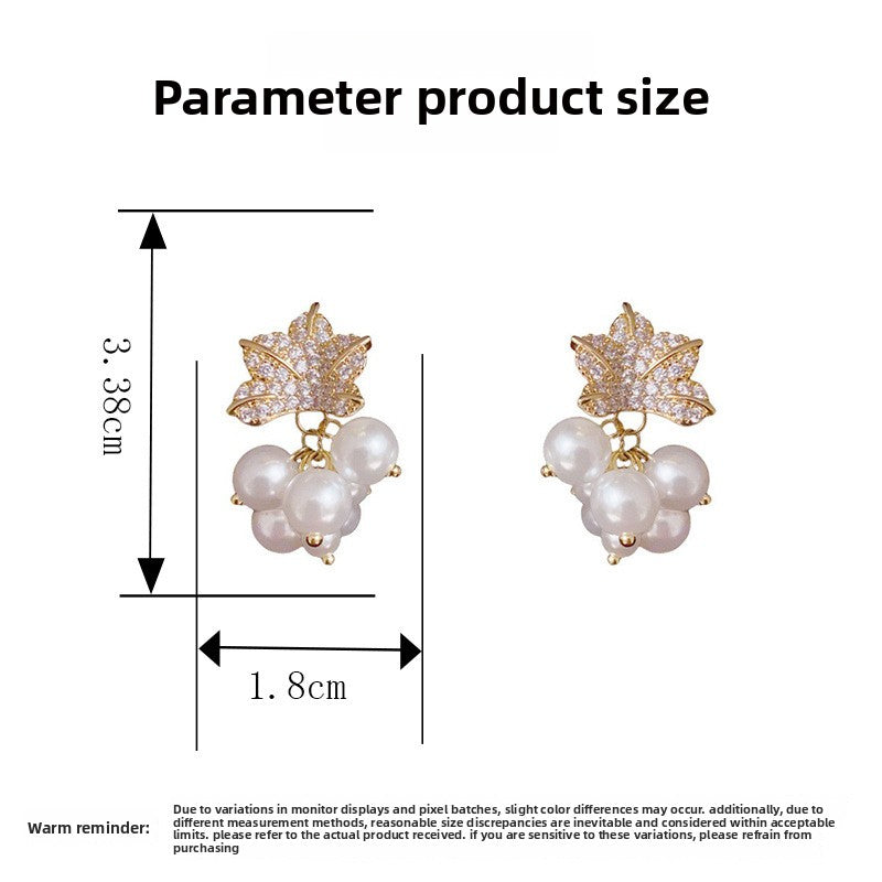 Elegant Leaves Drop Earrings For Women With Copper Ear Pins, Real Gold Plated And Zircon Inlay