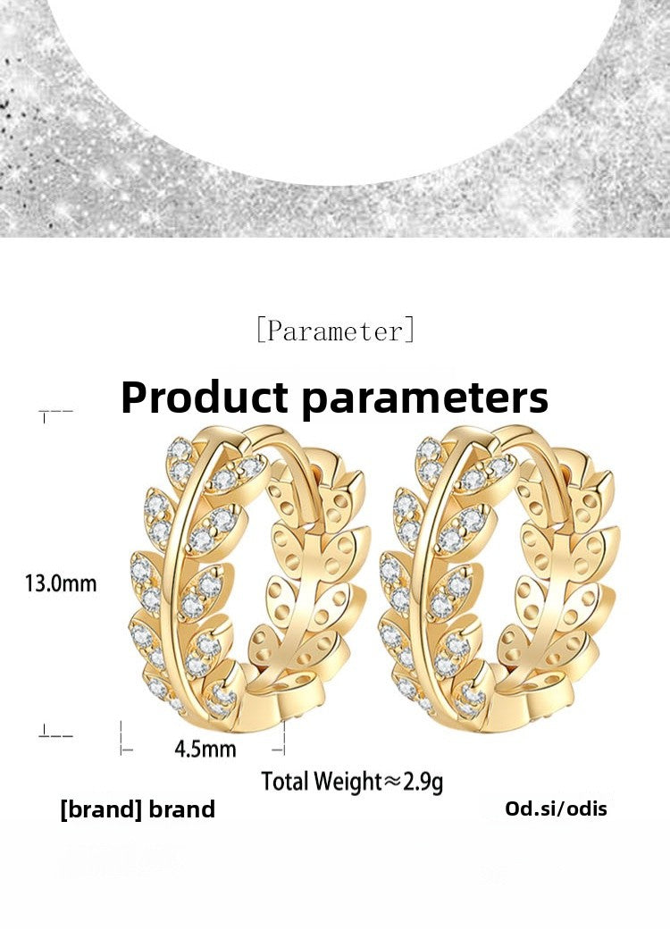 Leaves Earrings For Women In Silver Featuring 925 Sterling Silver Ear Pins With Moissanite Inlay