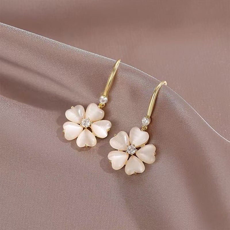 Flowers Drop Earrings For Women Featuring Electroplated Alloy With Zinc Alloy Ear Pins