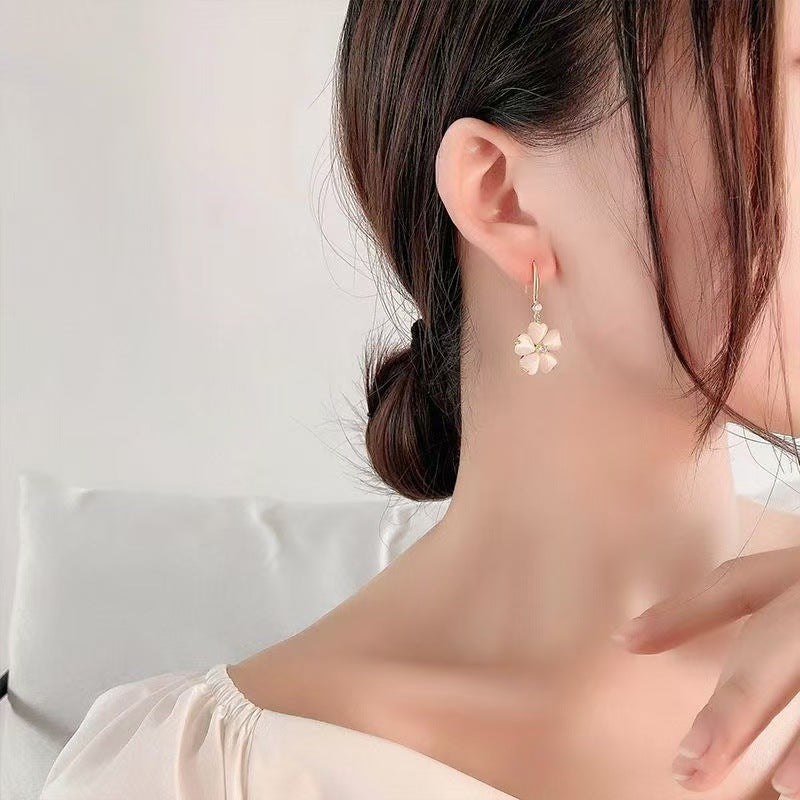 Flowers Drop Earrings For Women Featuring Electroplated Alloy With Zinc Alloy Ear Pins