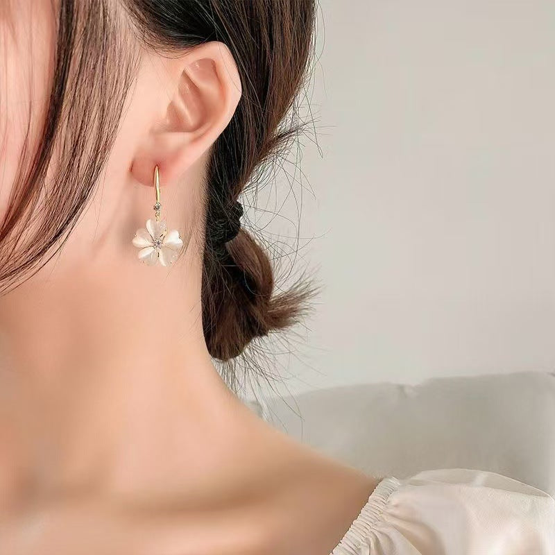 Flowers Drop Earrings For Women Featuring Electroplated Alloy With Zinc Alloy Ear Pins