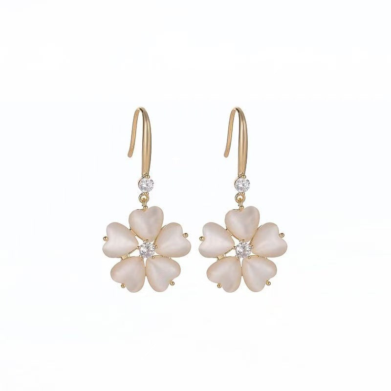 Flowers Drop Earrings For Women Featuring Electroplated Alloy With Zinc Alloy Ear Pins