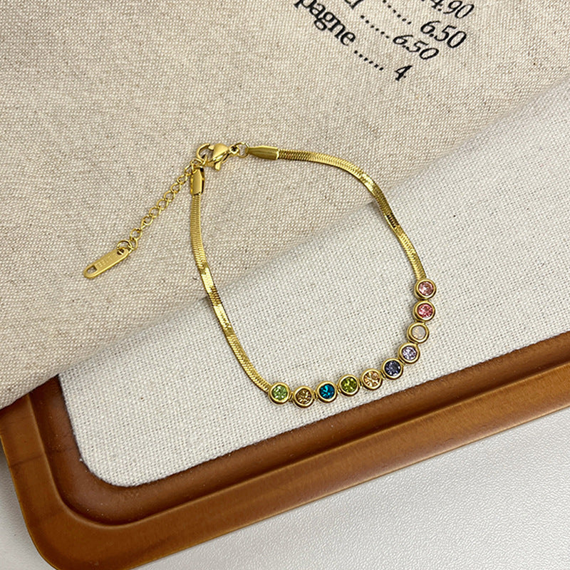 Leaf Pattern Women’s Bracelet In Titanium Steel With 18K Real Gold Electroplated Finish, Available In Gold