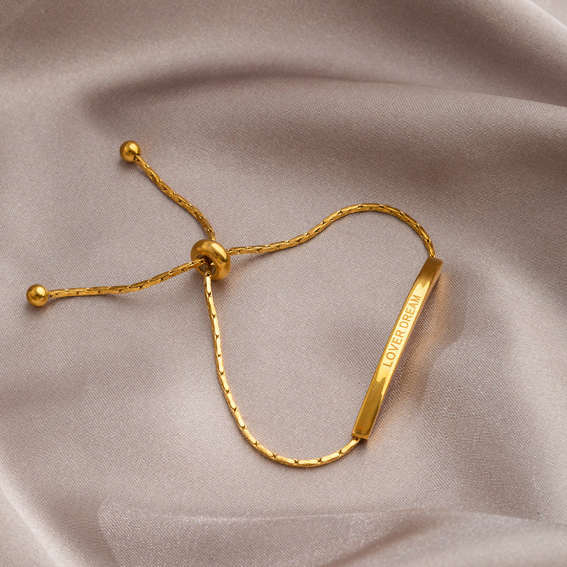 Leaf Pattern Women’s Bracelet In Titanium Steel With 18K Real Gold Electroplated Finish, Available In Gold