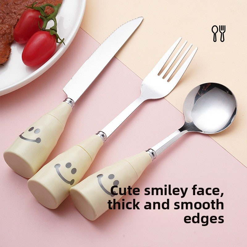 Cute Cartoon Tableware Set Featuring Western Cutlery With Knife, Fork, And Spoon For Dining