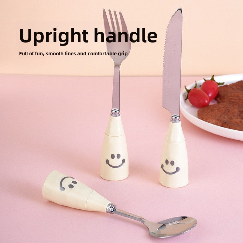 Cute Cartoon Tableware Set Featuring Western Cutlery With Knife, Fork, And Spoon For Dining