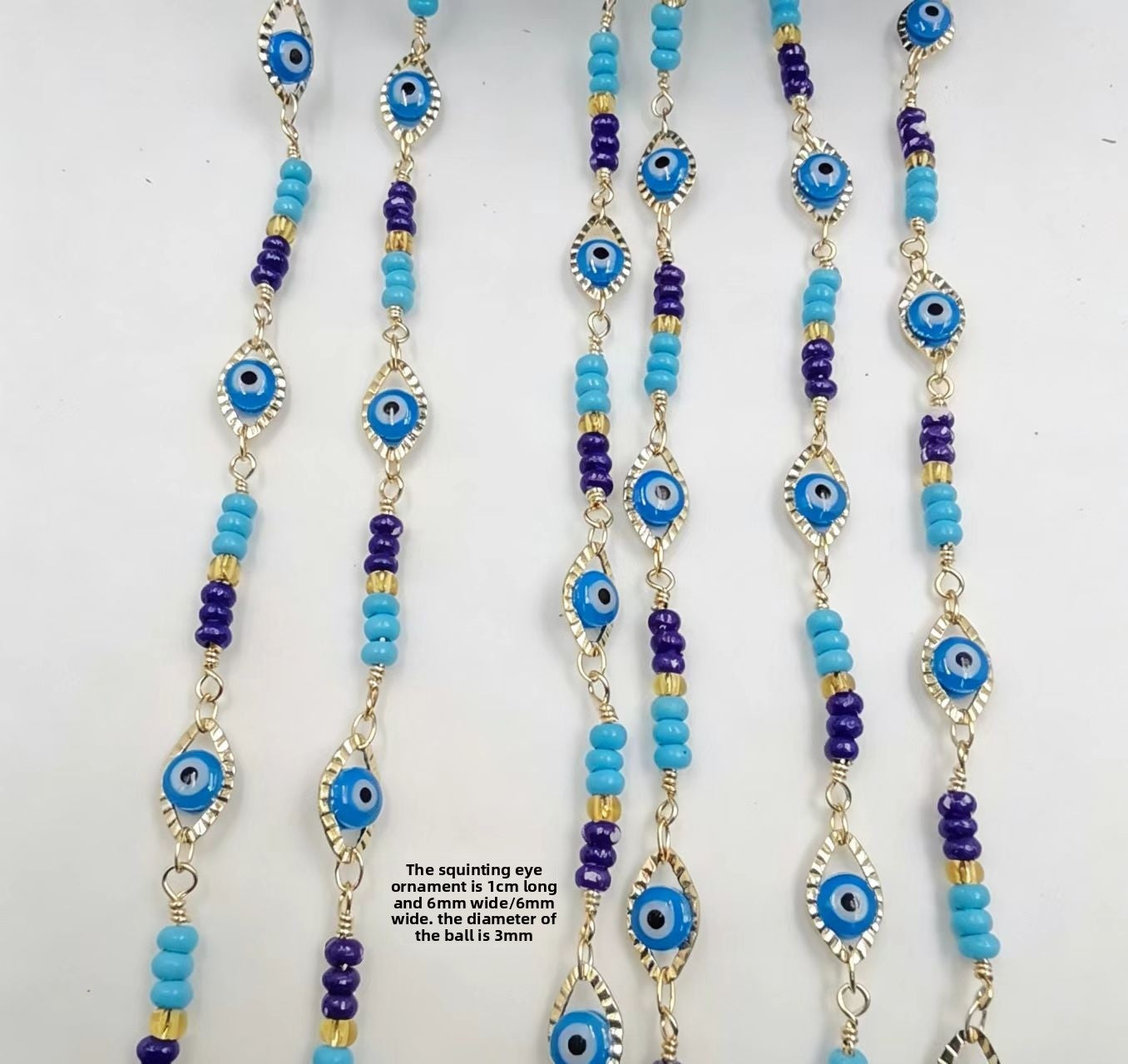 Devil's Eye Electroplated Chain In KC Golden Plated Copper, Handmade Gold Jewelry Accessory