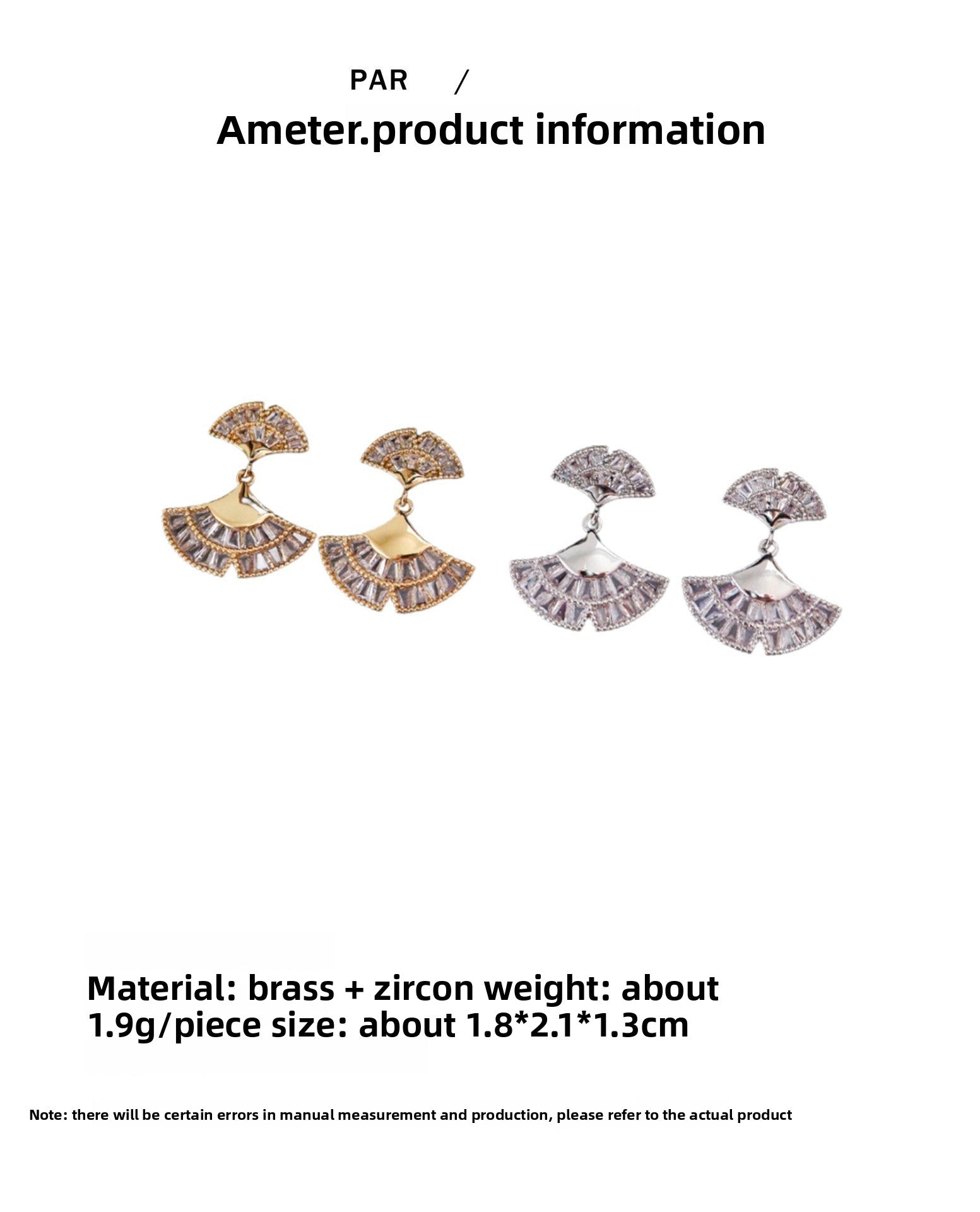 Ginkgo Leaf Earrings For Women In Gold Copper With Zircon Inlay Featuring 925 Sterling Silver Ear Pins