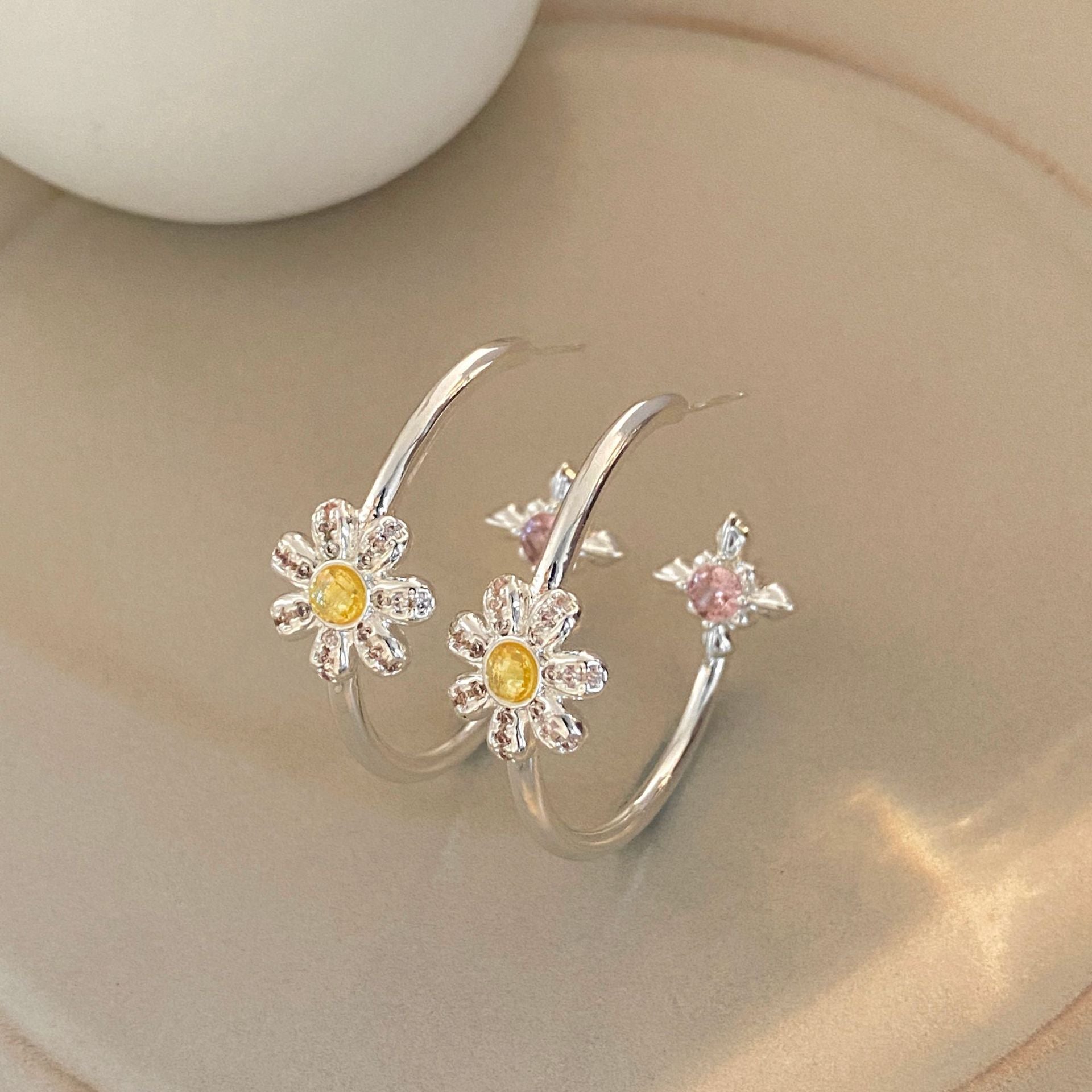 Elaborate Gold Cross Earrings For Women With Copper Ear Pins And Zircon Inlay