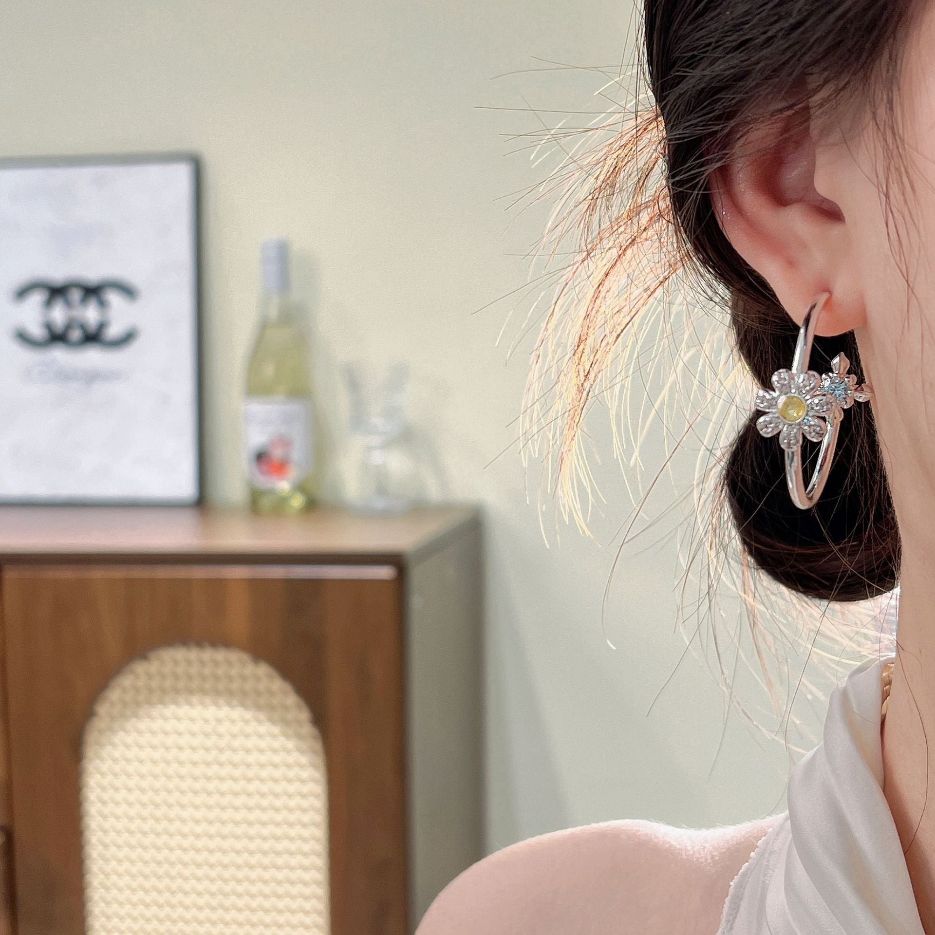 Elaborate Gold Cross Earrings For Women With Copper Ear Pins And Zircon Inlay