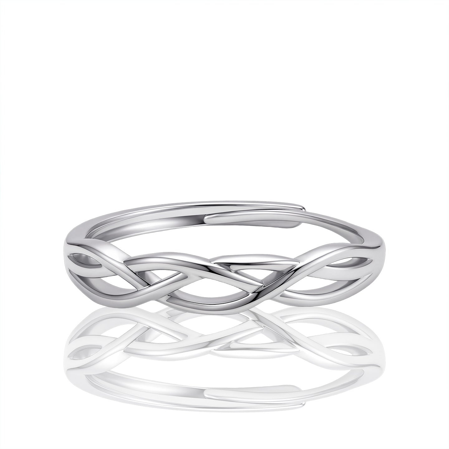 Number Pattern Open Rings For Couples In Copper With Platinum Electroplated Finish, Perfect Valentine's Day Gift