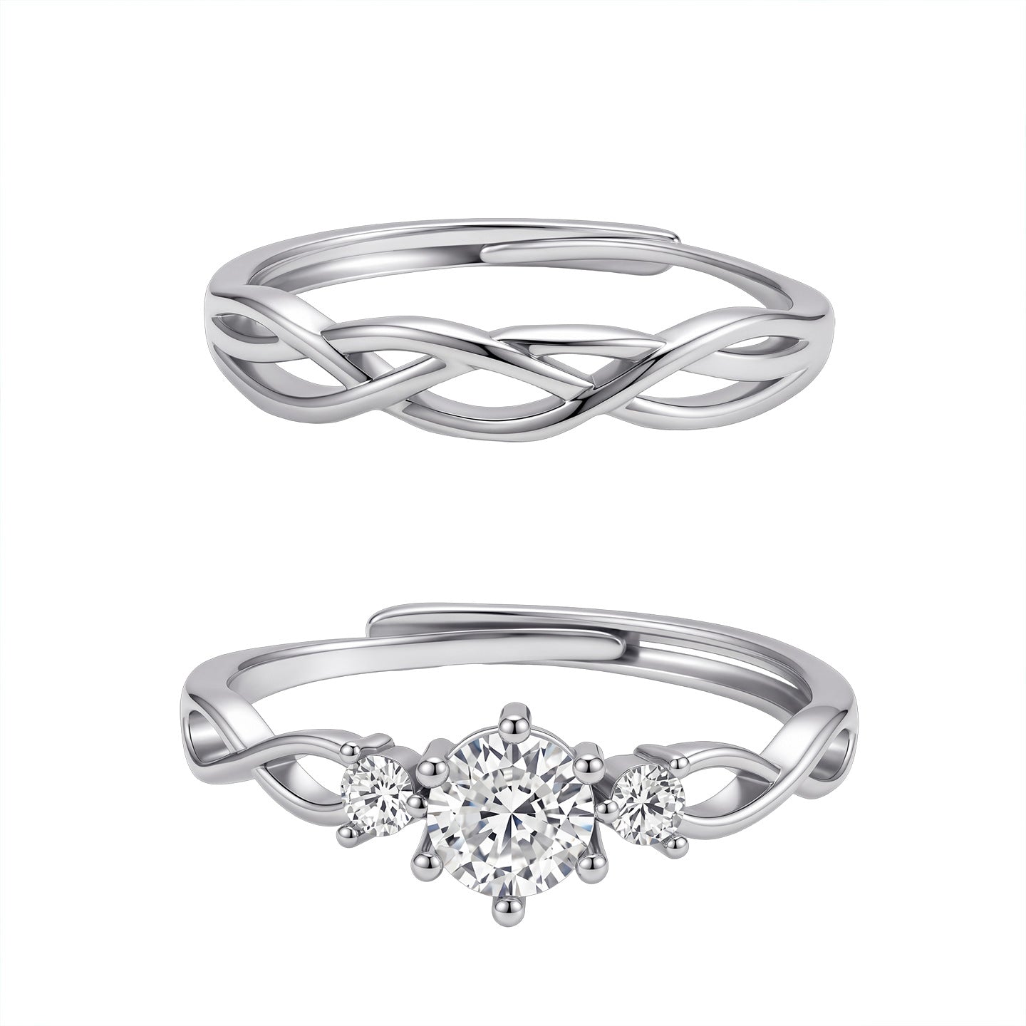 Number Pattern Open Rings For Couples In Copper With Platinum Electroplated Finish, Perfect Valentine's Day Gift