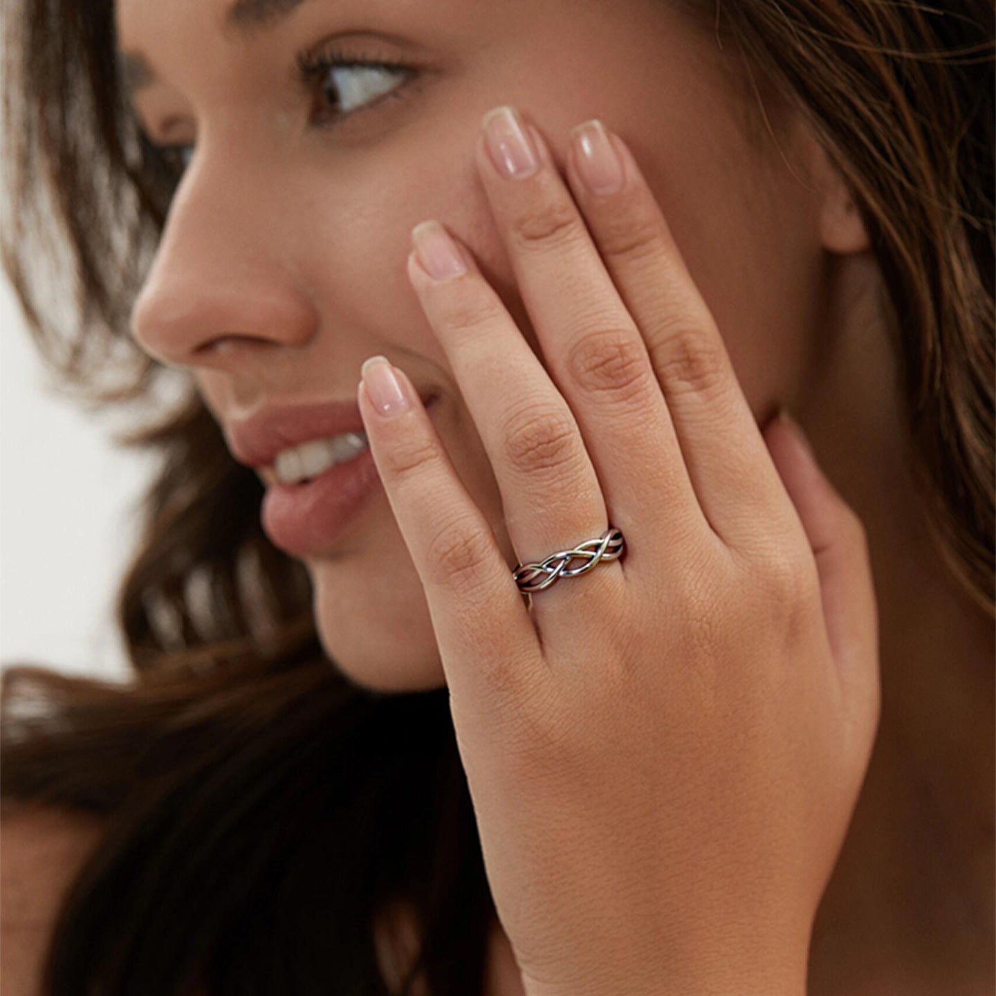 Number Pattern Open Rings For Couples In Copper With Platinum Electroplated Finish, Perfect Valentine's Day Gift