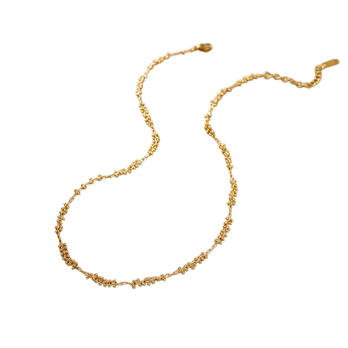 Crown Beading Pendant Necklace In Mixed Materials With Zircon Inlay And Beaded Chain, Copper Pendant For Women