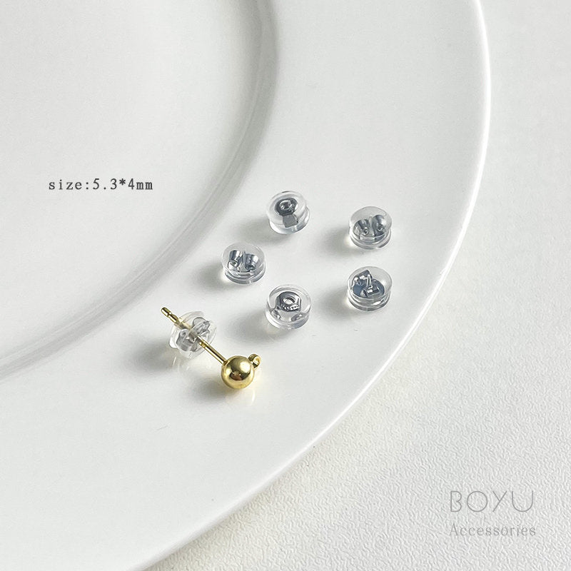 2 PCS 14k Gold Filled Electroplated Hamburger Ear Nuts With 5~5.9mm Hole Size Featuring Silica Gel Inlay