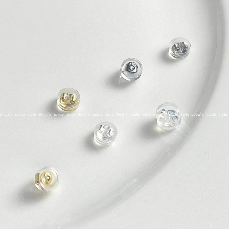2 PCS 14k Gold Filled Electroplated Hamburger Ear Nuts With 5~5.9mm Hole Size Featuring Silica Gel Inlay