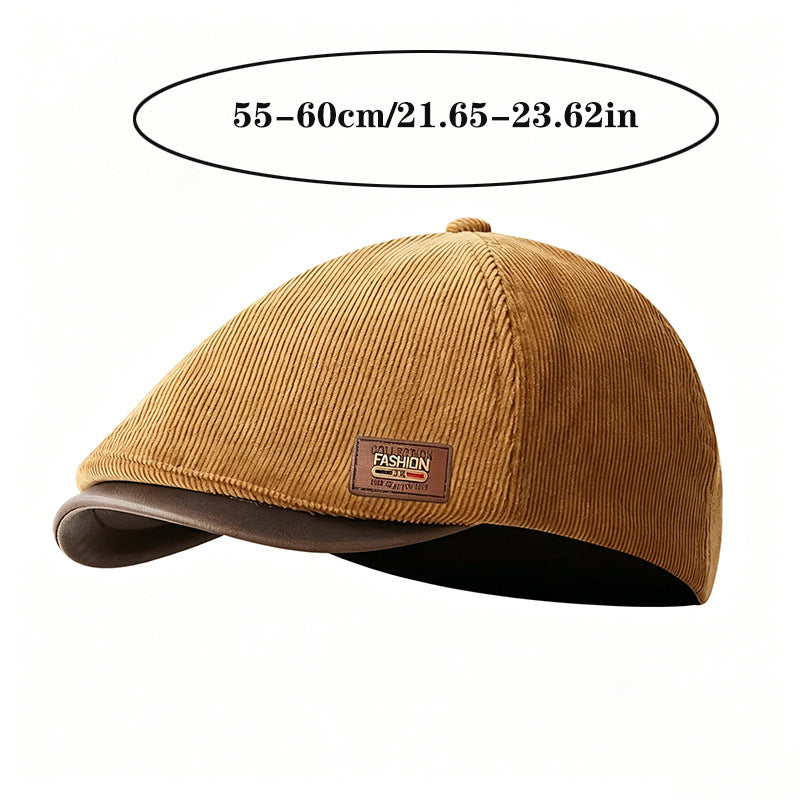 Men's Casual Wide Brim Baseball Cap With Stripe Pattern, UV Protection, Made Of Polyester