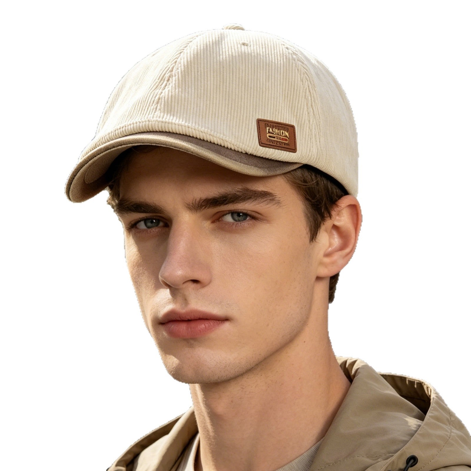Men's Casual Wide Brim Baseball Cap With Stripe Pattern, UV Protection, Made Of Polyester