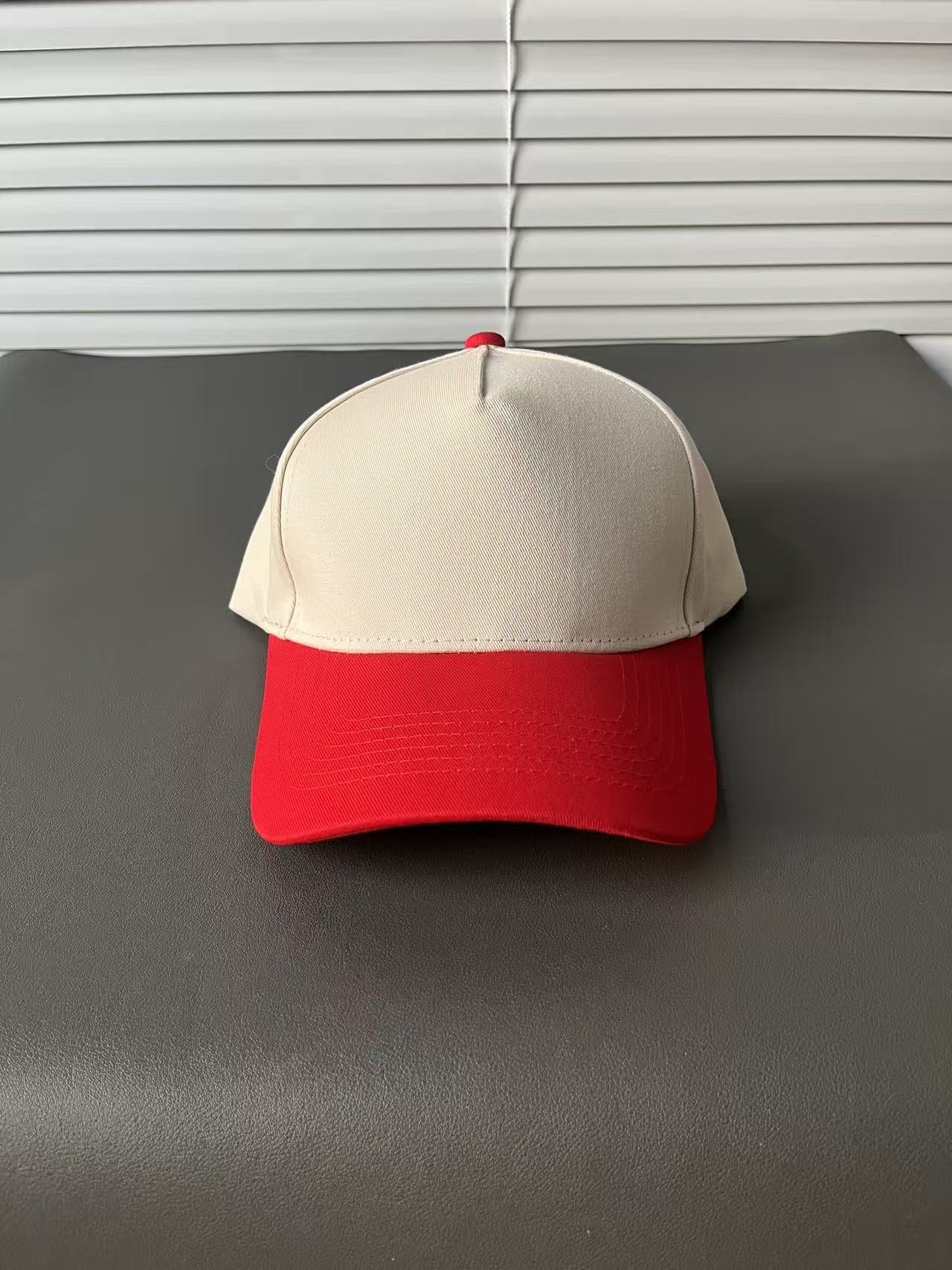 Color Block Baseball Cap With Wide Brim In Simple Style, Cotton Material Featuring Embroidery And UV Protection