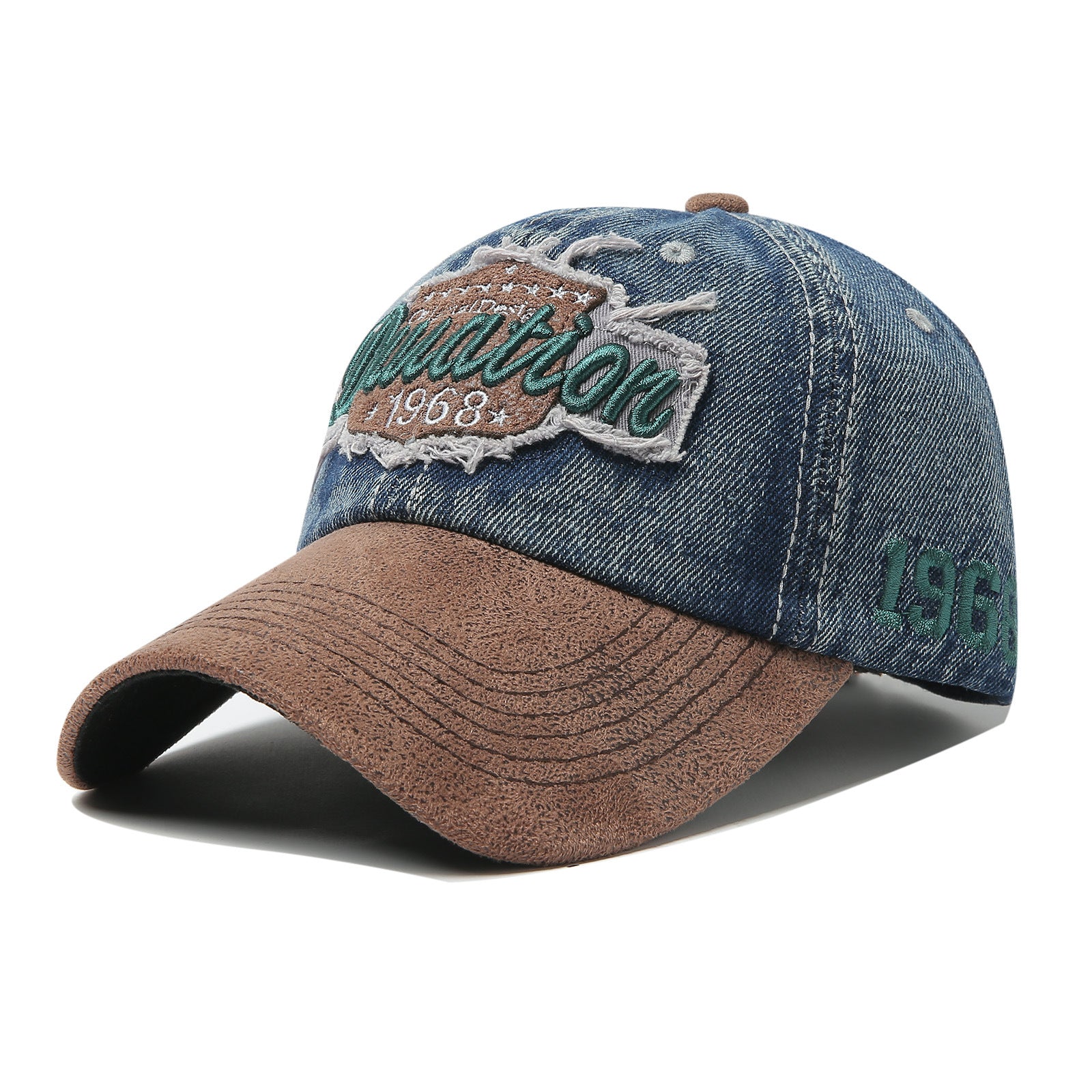 French Style Baseball Cap With Curved Brim, Cotton Material Featuring Embroidery And UV Protection For Adults