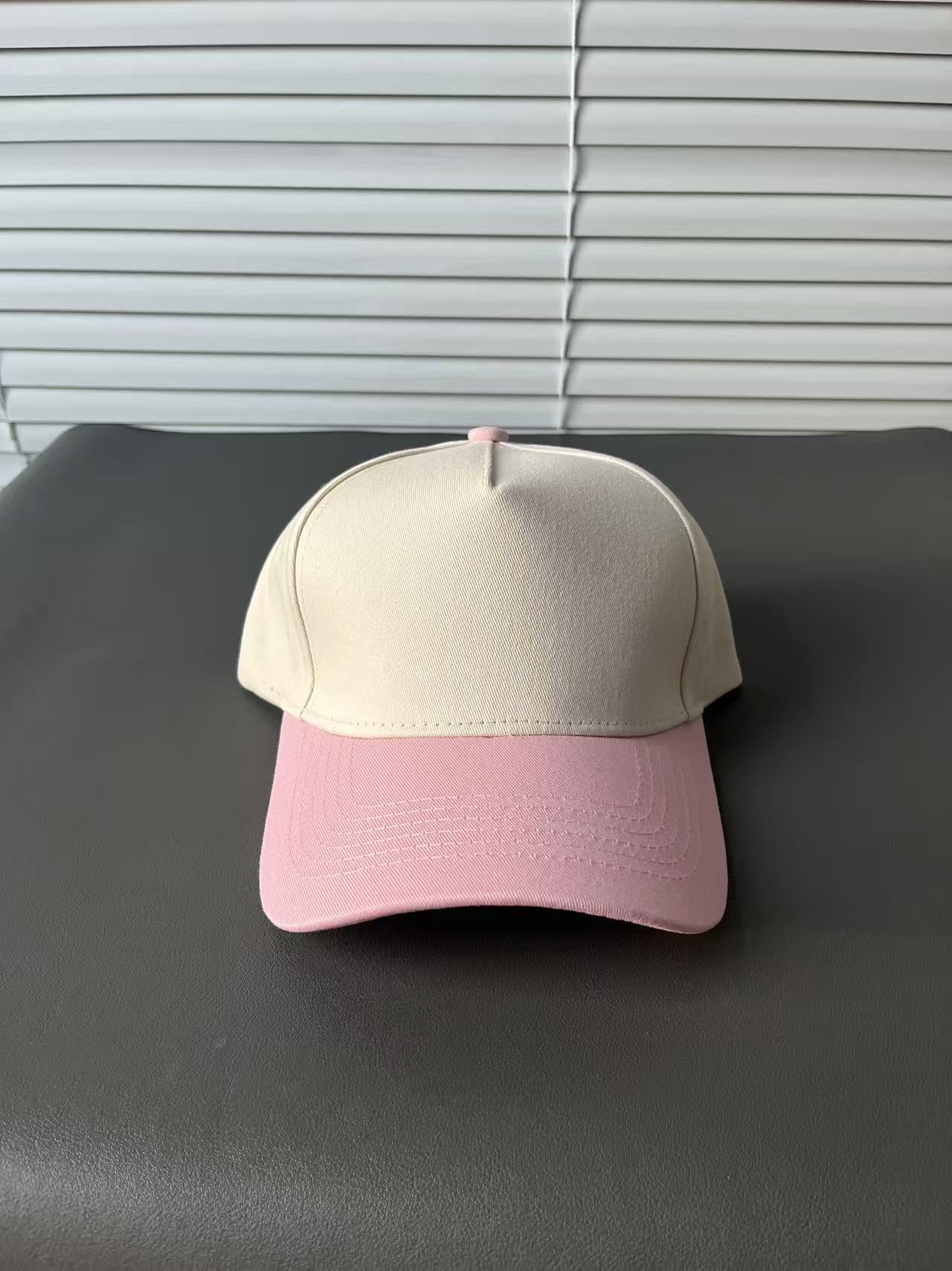 Color Block Baseball Cap With Wide Brim In Simple Style, Cotton Material Featuring Embroidery And UV Protection