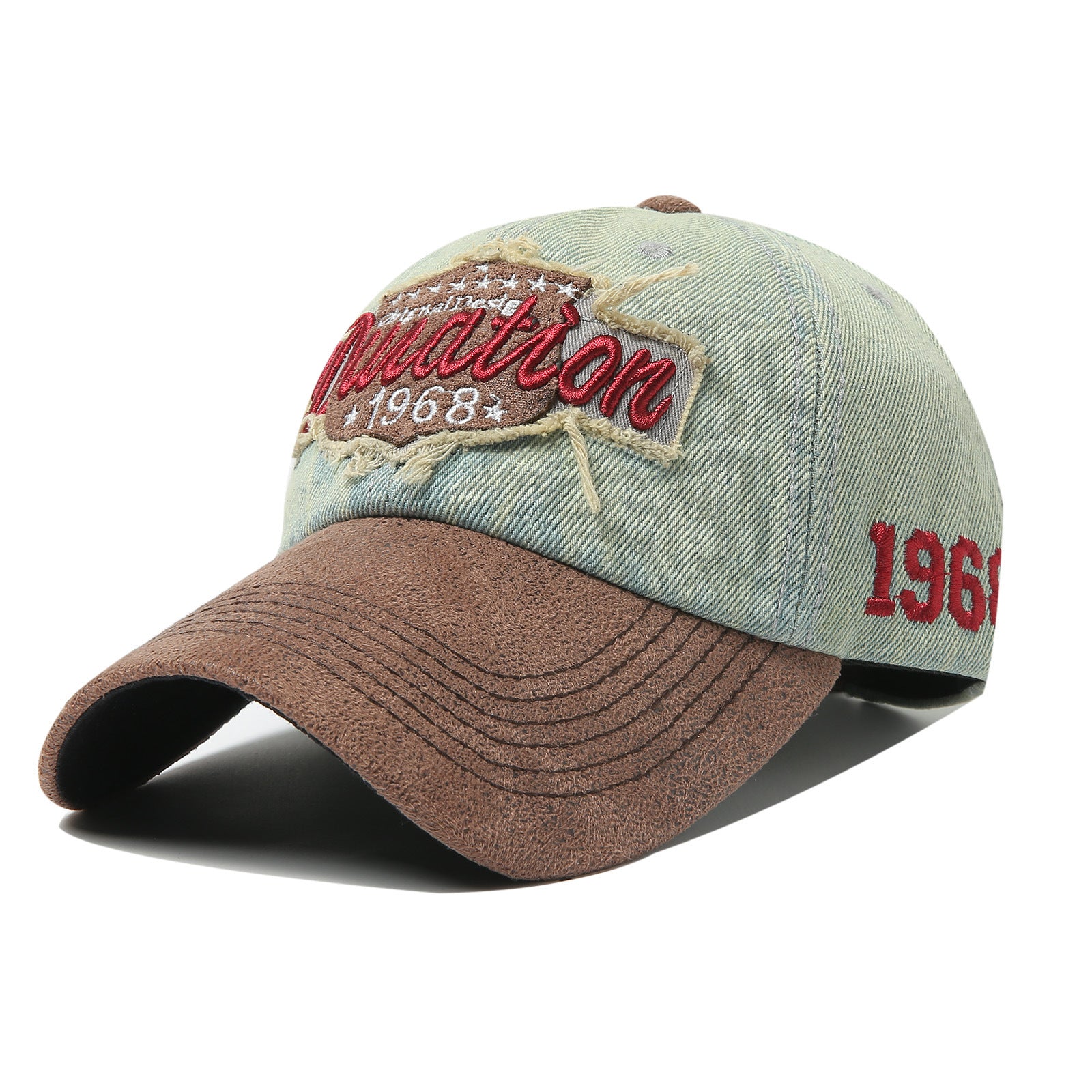 French Style Baseball Cap With Curved Brim, Cotton Material Featuring Embroidery And UV Protection For Adults
