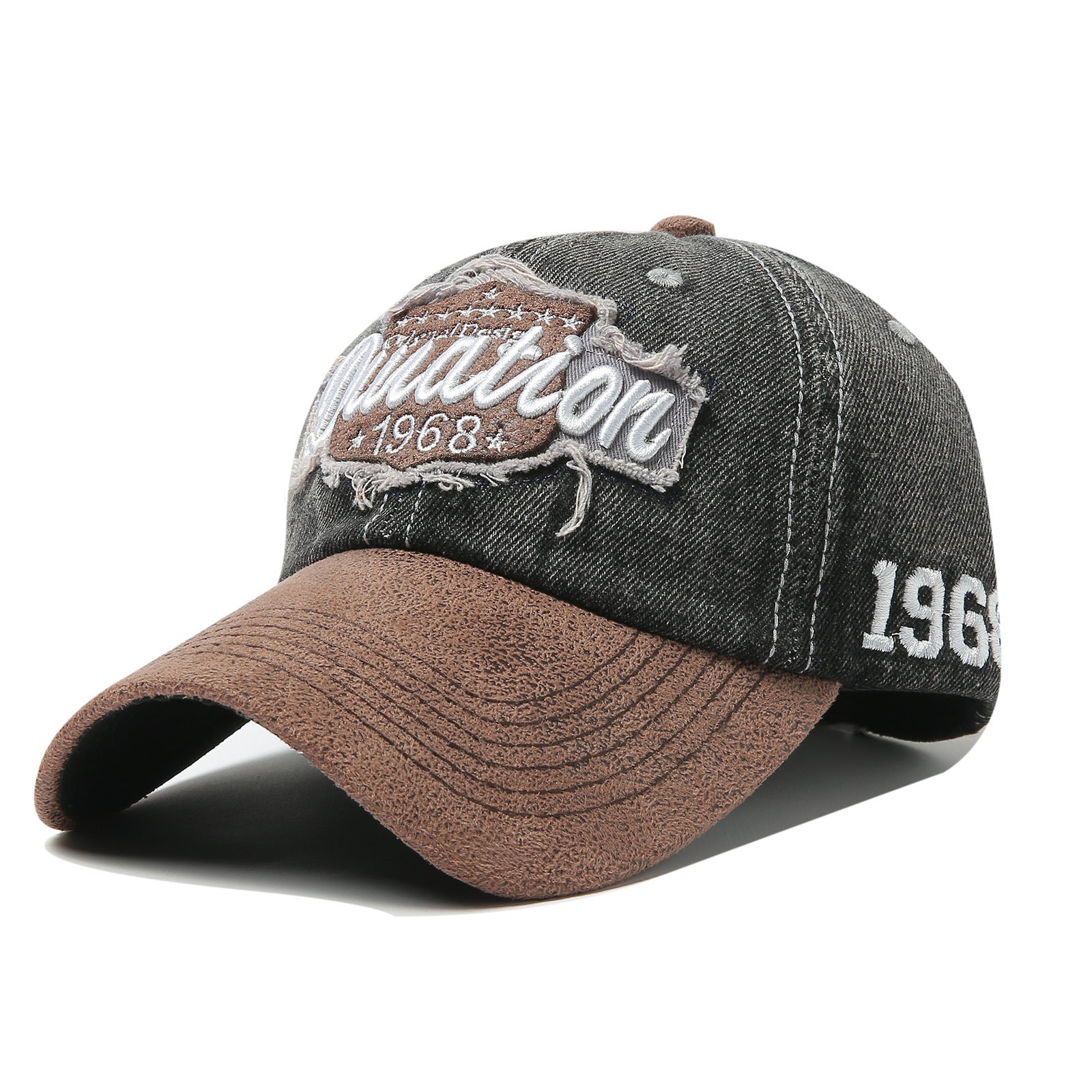 French Style Baseball Cap With Curved Brim, Cotton Material Featuring Embroidery And UV Protection For Adults