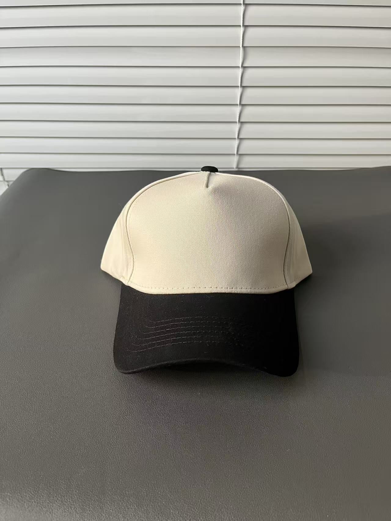 Color Block Baseball Cap With Wide Brim In Simple Style, Cotton Material Featuring Embroidery And UV Protection