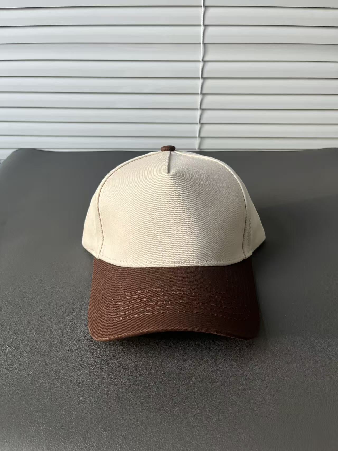 Color Block Baseball Cap With Wide Brim In Simple Style, Cotton Material Featuring Embroidery And UV Protection
