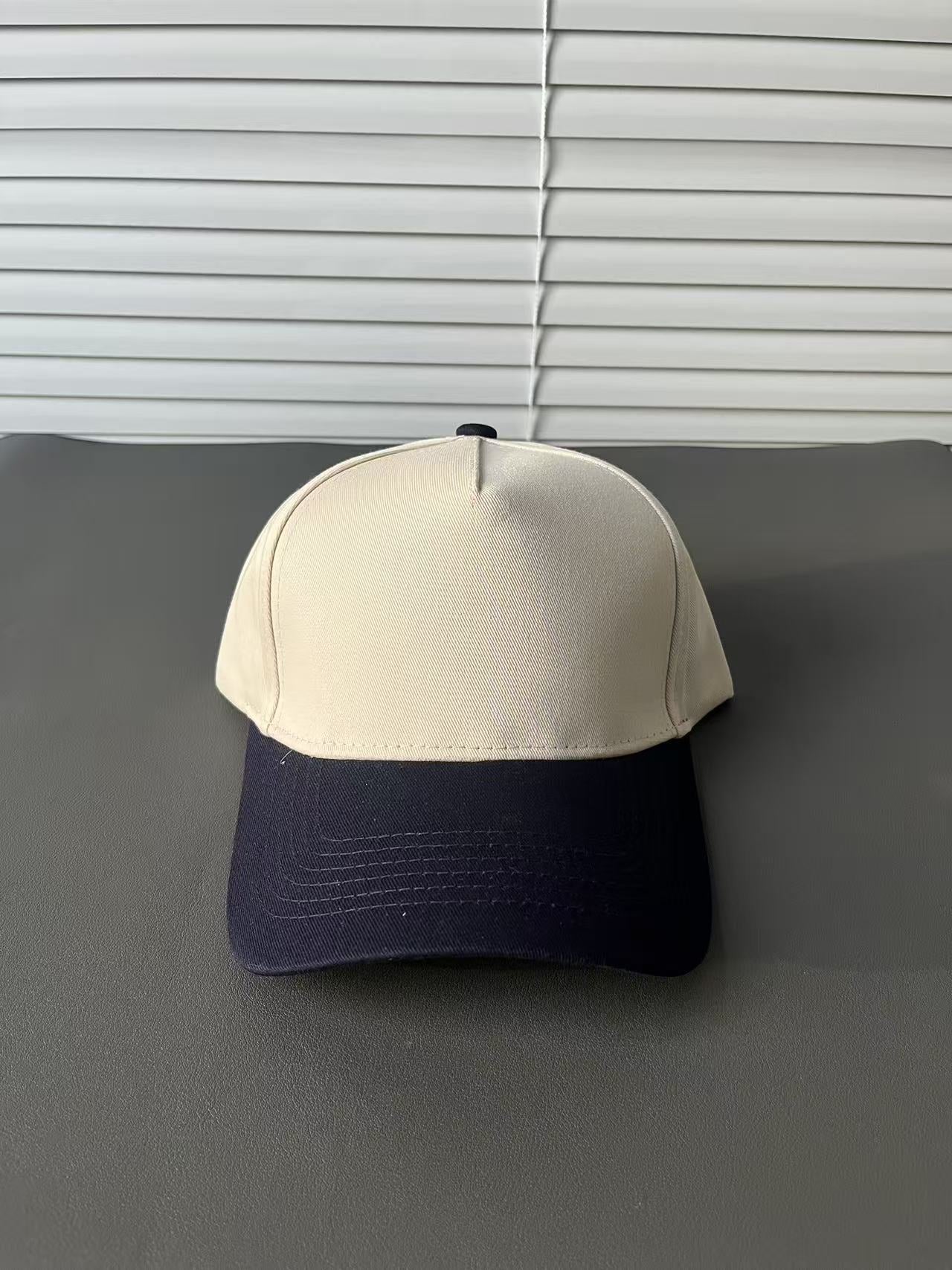 Color Block Baseball Cap With Wide Brim In Simple Style, Cotton Material Featuring Embroidery And UV Protection