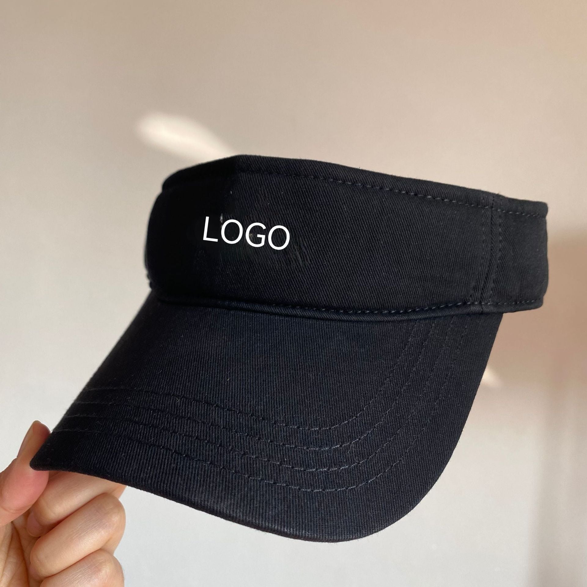 Breathable Hip-Hop Sun Visor With Wide Brim In Dyed Black Cotton For Adults