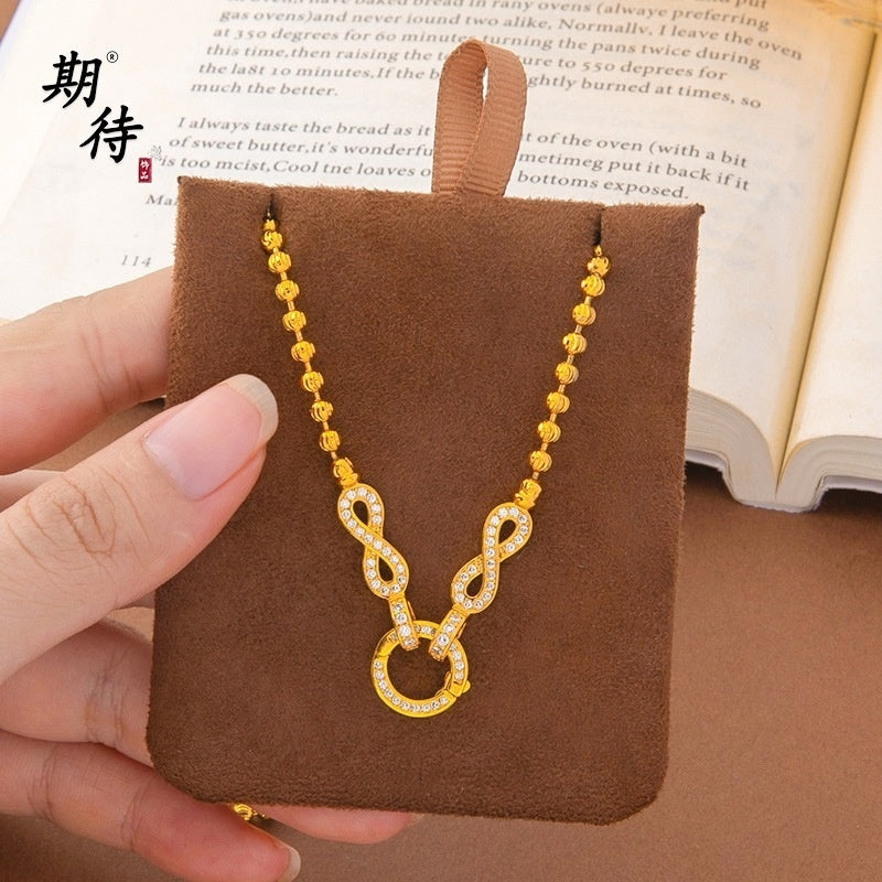 Infinity Necklace For Women Featuring Copper Chain And Copper Pendant With Golden Electroplated Finish