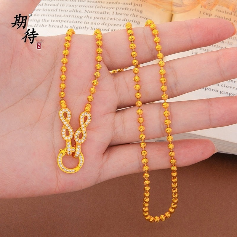 Infinity Necklace For Women Featuring Copper Chain And Copper Pendant With Golden Electroplated Finish