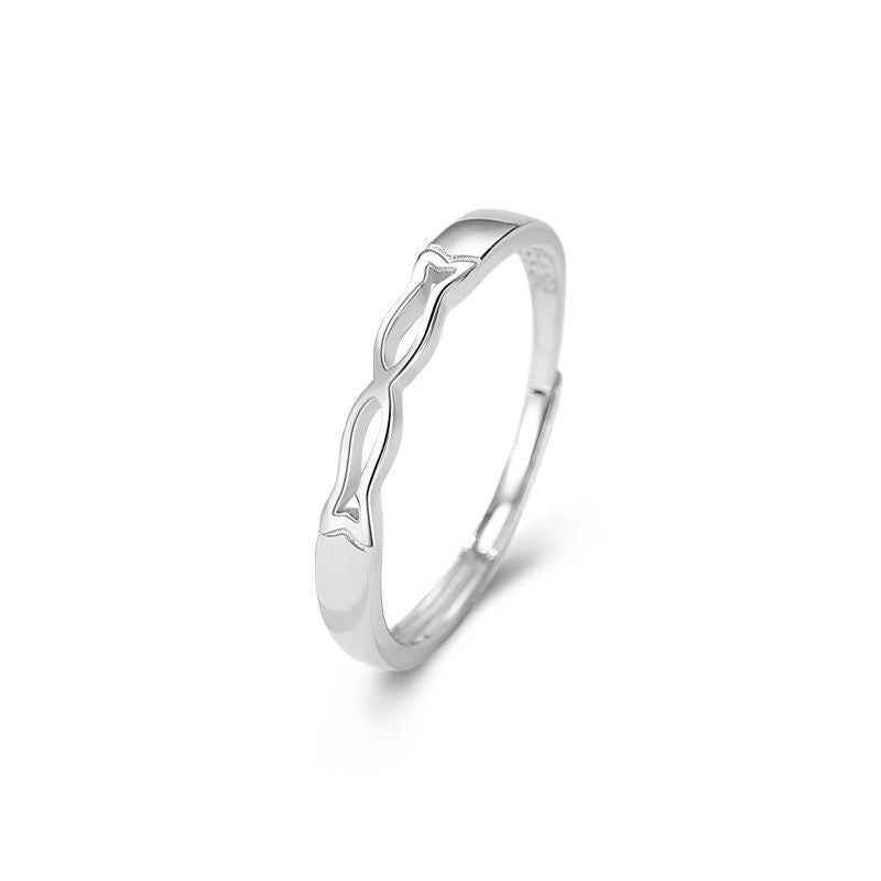 Couple Fish Open Rings In Copper Alloy With Electroplated Gold Plating Process
