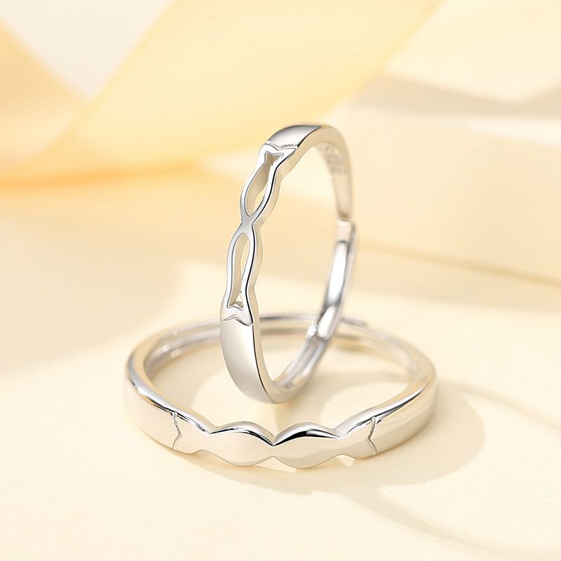 Couple Fish Open Rings In Copper Alloy With Electroplated Gold Plating Process