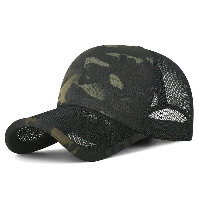 Men's Casual Camouflage Baseball Cap With Wide Brim, Quick Dry Polyester Material Featuring Hollow Out Design