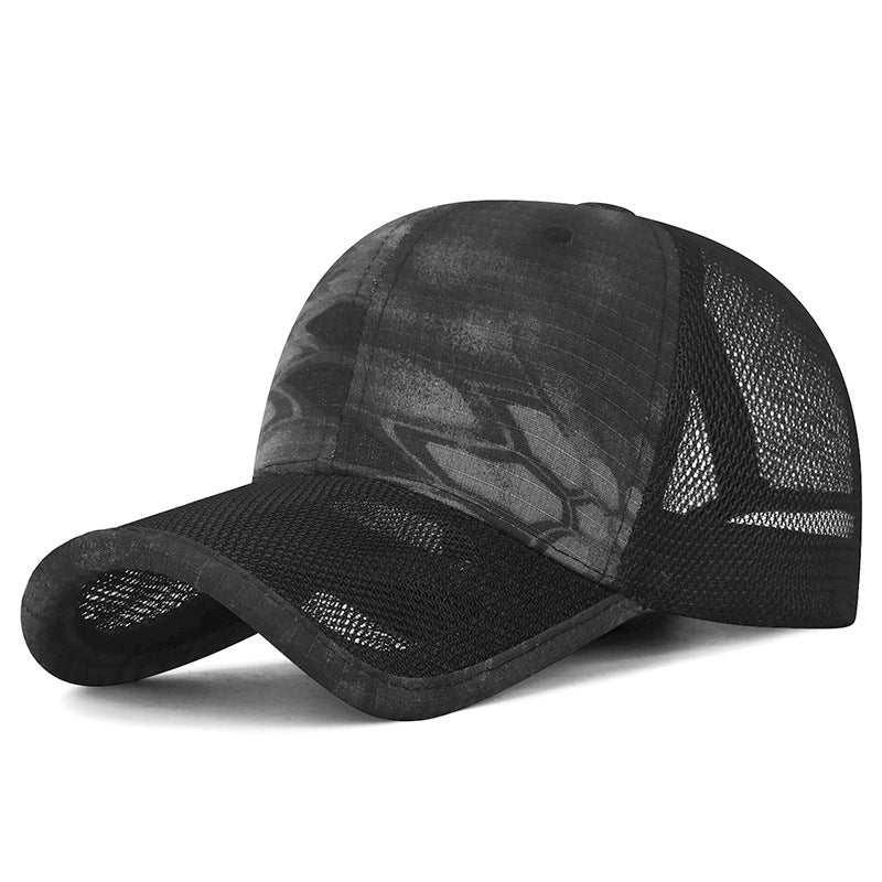 Men's Casual Camouflage Baseball Cap With Wide Brim, Quick Dry Polyester Material Featuring Hollow Out Design